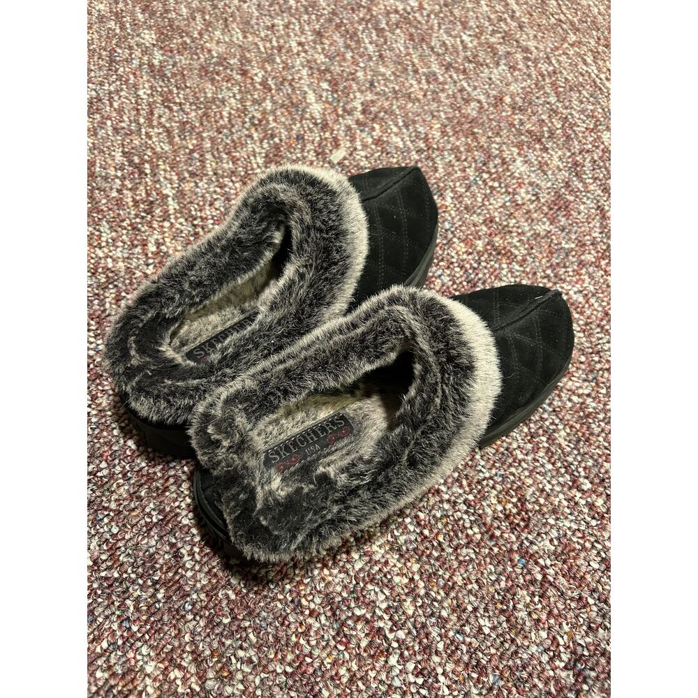 Vintage Skechers Jammers Clogs Womens Size 8.5 Black Leather Suede Slip On Y2K